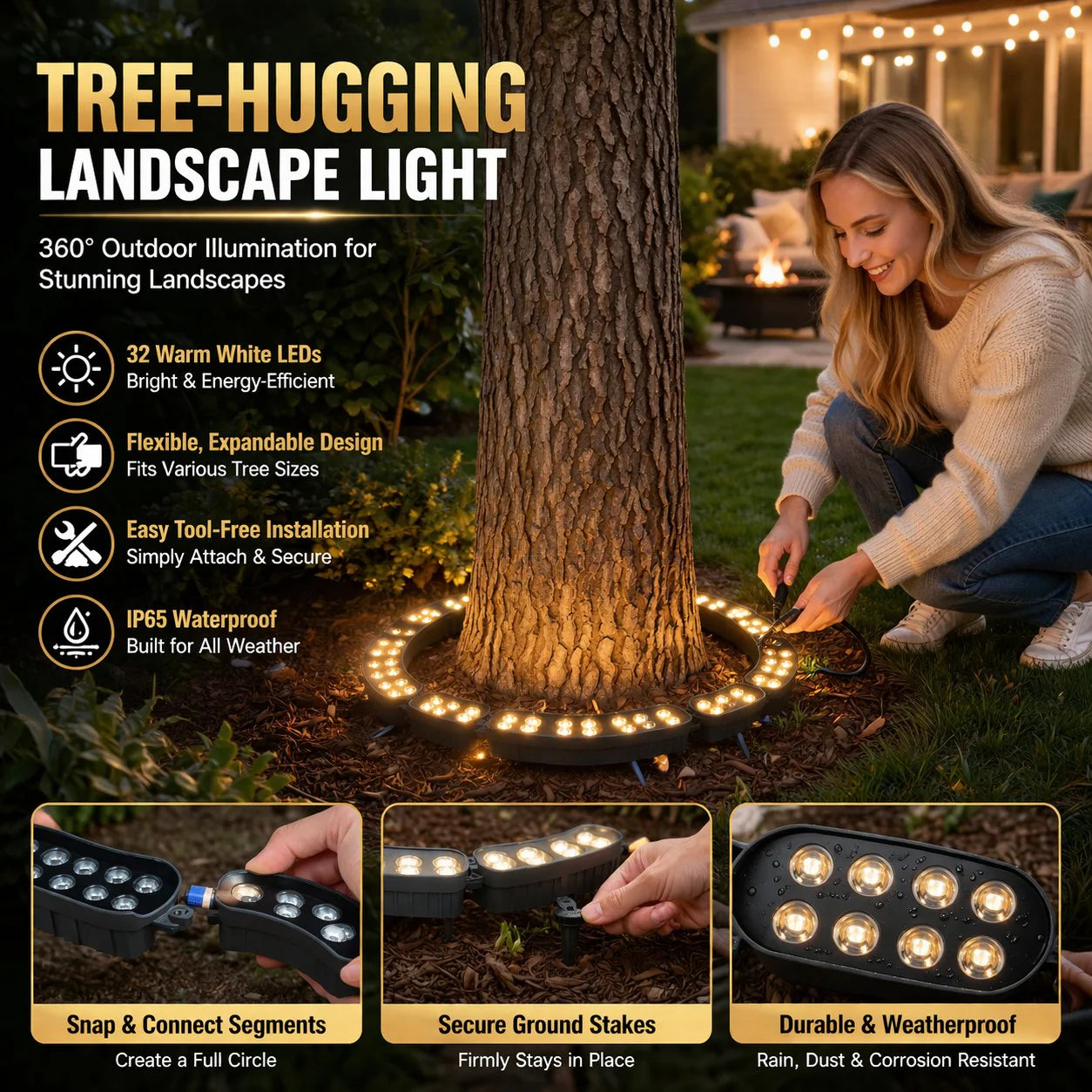 ⏳ LIMITED-TIME MEGA SALE | Homesonia™🌳 LED Ring Tree Light(Single piece) | Outdoor Waterproof Landscape Spotlight